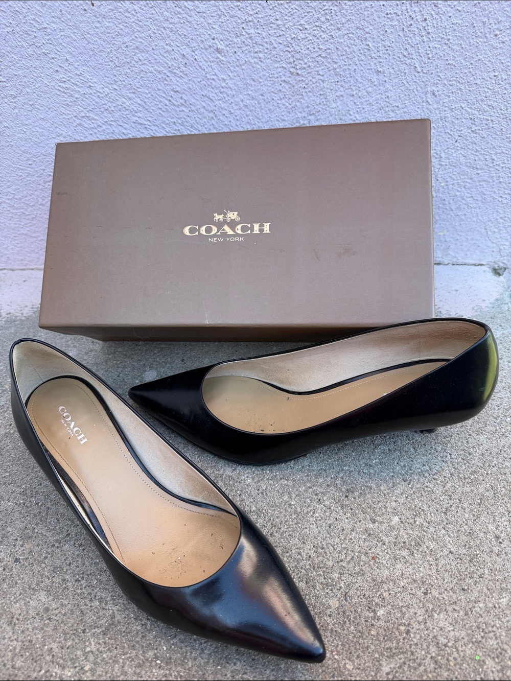 COACH Black Leather Pointed-Toe Pumps